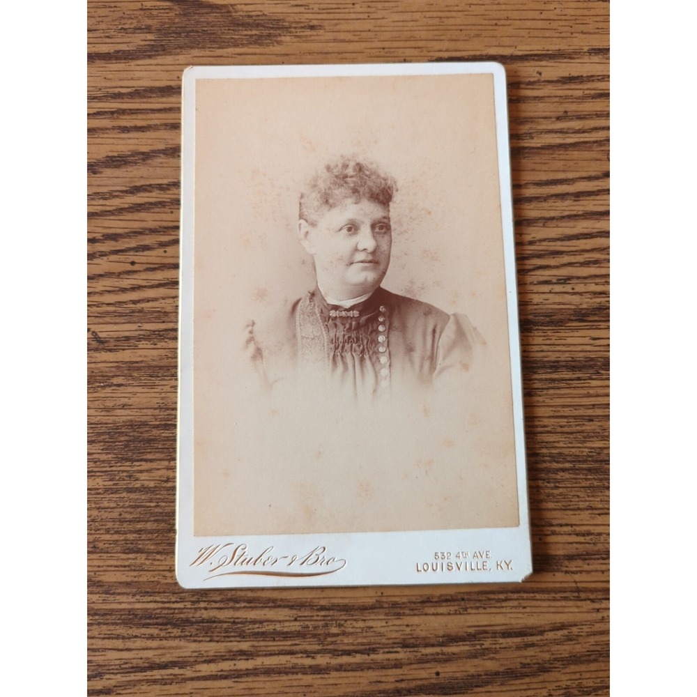 Antique Cabinet Card Photo Victorian Portrait 1800s Woman Louisville KY Stuber